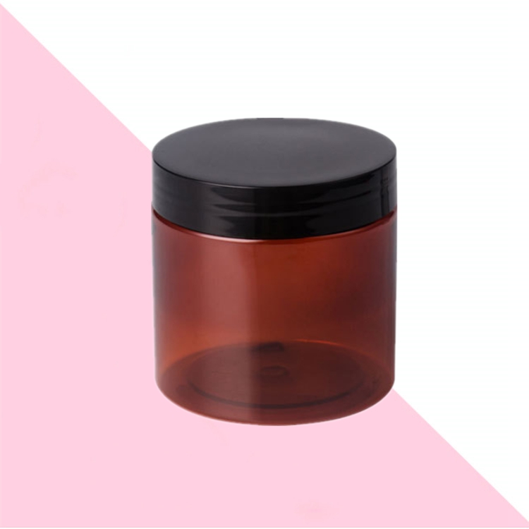 60ml 80ml 100ml 150ml 200ml Skin care packaging Amber PET brown Cosmetic cream jar plastic With Screw Top Lid