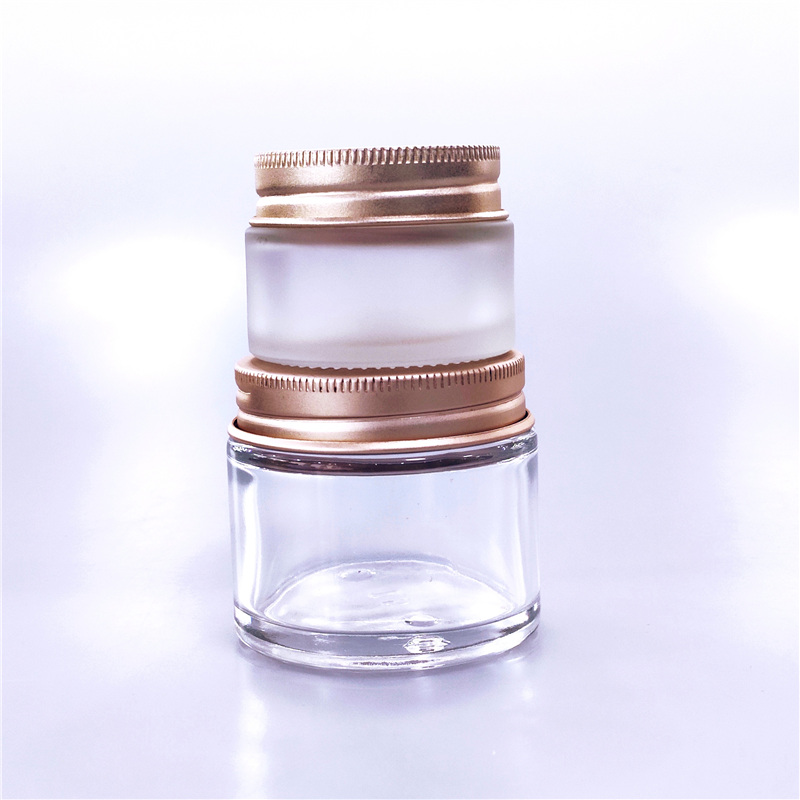 60ml Amber Clear Glass Jar Bottles Containers Cream  Scrub Jar With Aluminum Metal Lid 60g Cosmetic Glass Jar
