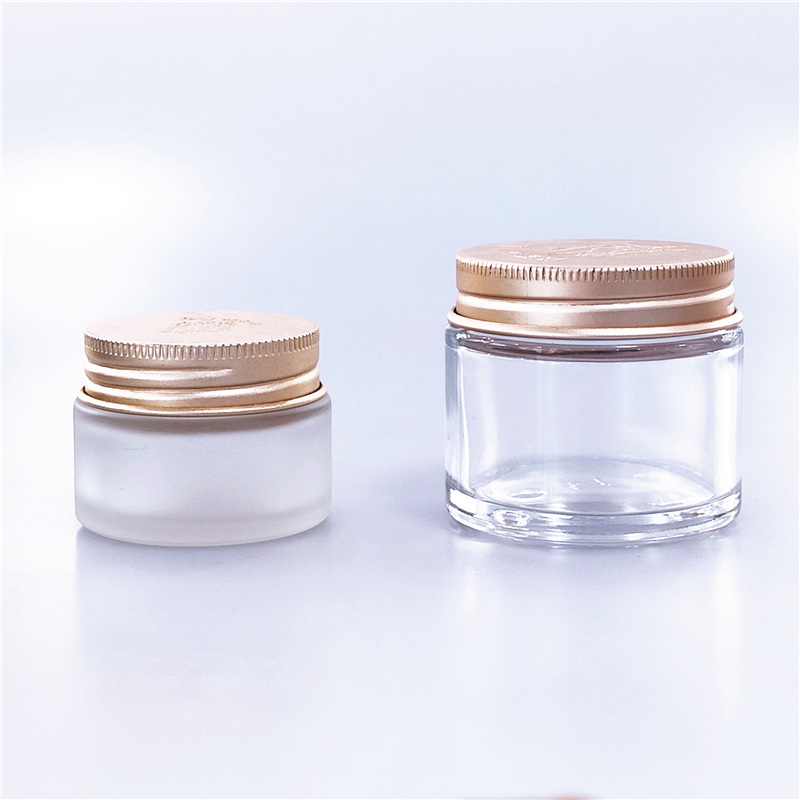 60ml Amber Clear Glass Jar Bottles Containers Cream Scrub Jar With Aluminum Metal Lid 60g Cosmetic Glass Jar