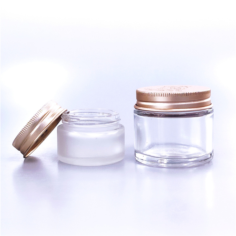60ml Amber Clear Glass Jar Bottles Containers Cream Scrub Jar With Aluminum Metal Lid 60g Cosmetic Glass Jar
