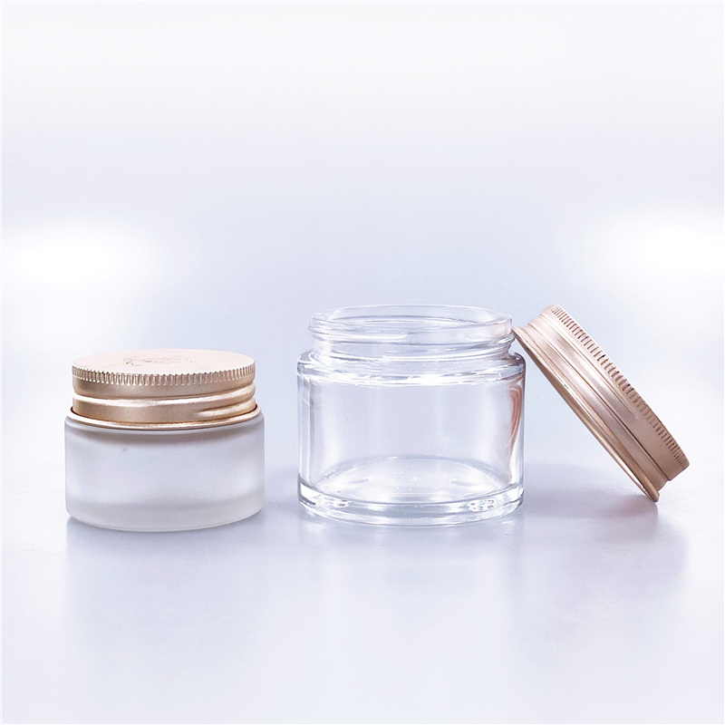 60ml Amber Clear Glass Jar Bottles Containers Cream Scrub Jar With Aluminum Metal Lid 60g Cosmetic Glass Jar