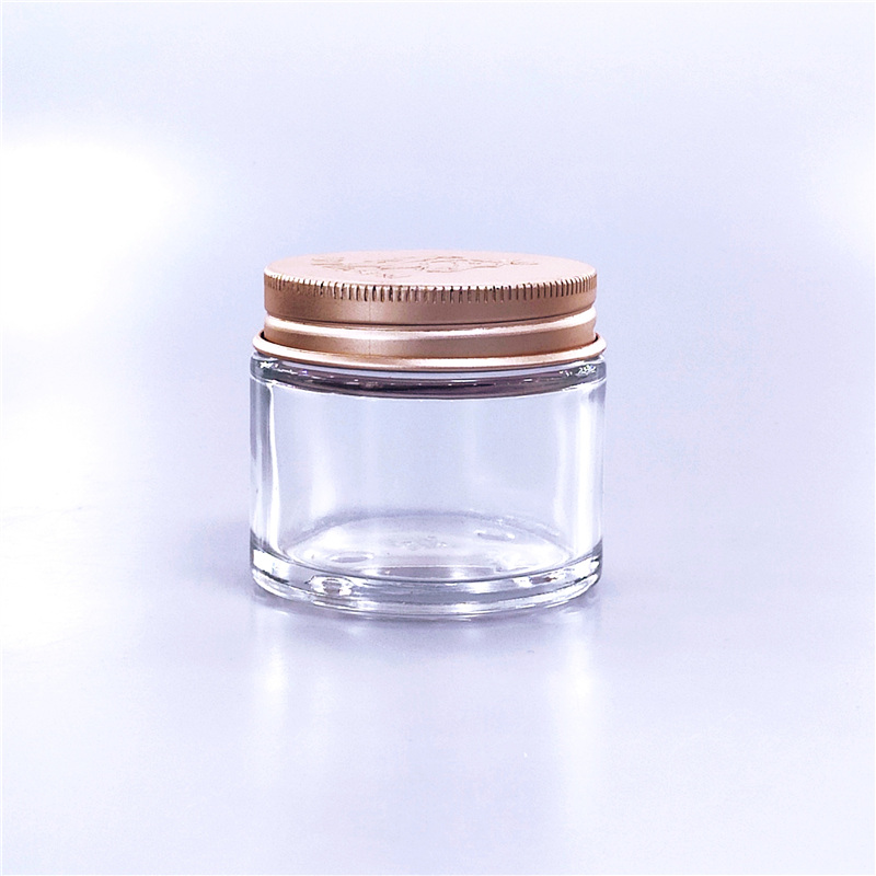 60ml Amber Clear Glass Jar Bottles Containers Cream Scrub Jar With Aluminum Metal Lid 60g Cosmetic Glass Jar