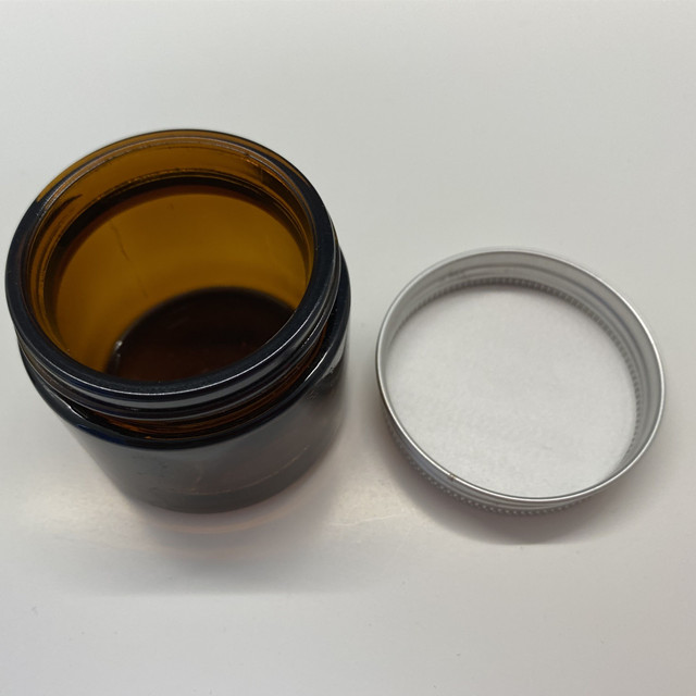 60ml Amber Glass Cream Jar Container with Silver aluminum metal cap