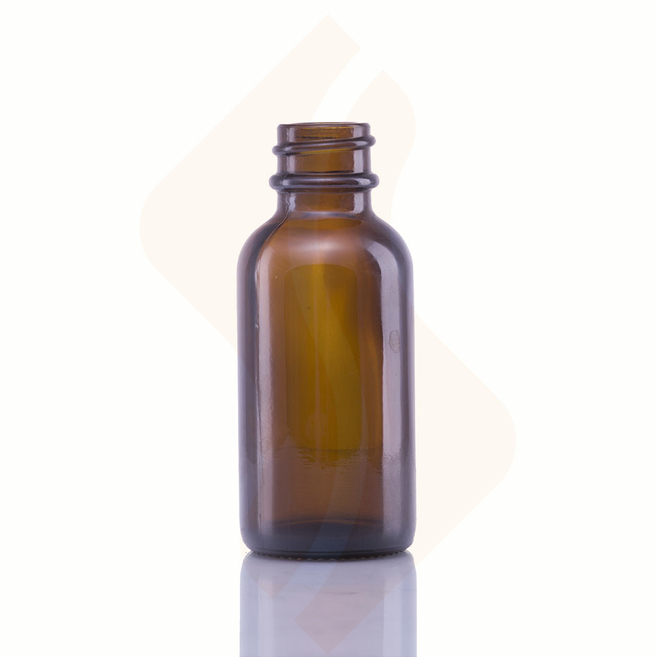 60ml amber glass boston round essential oil bottle with plastic dropper