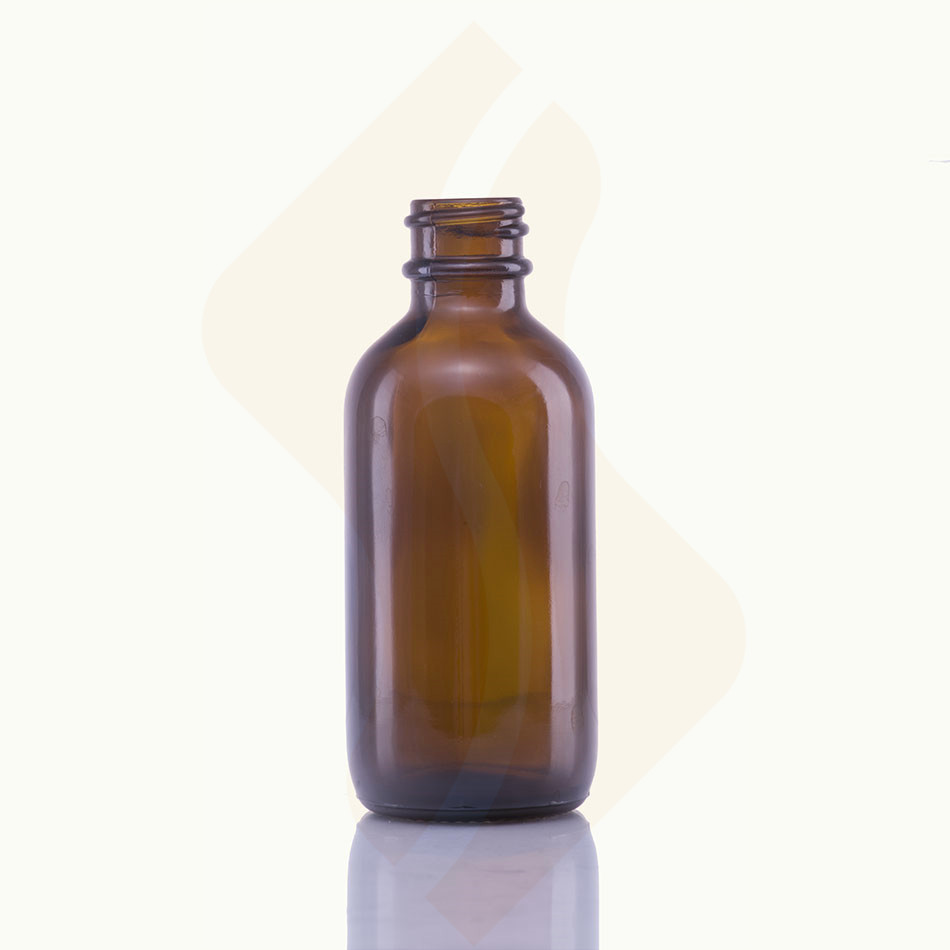 60ml amber glass boston round essential oil bottle with plastic dropper