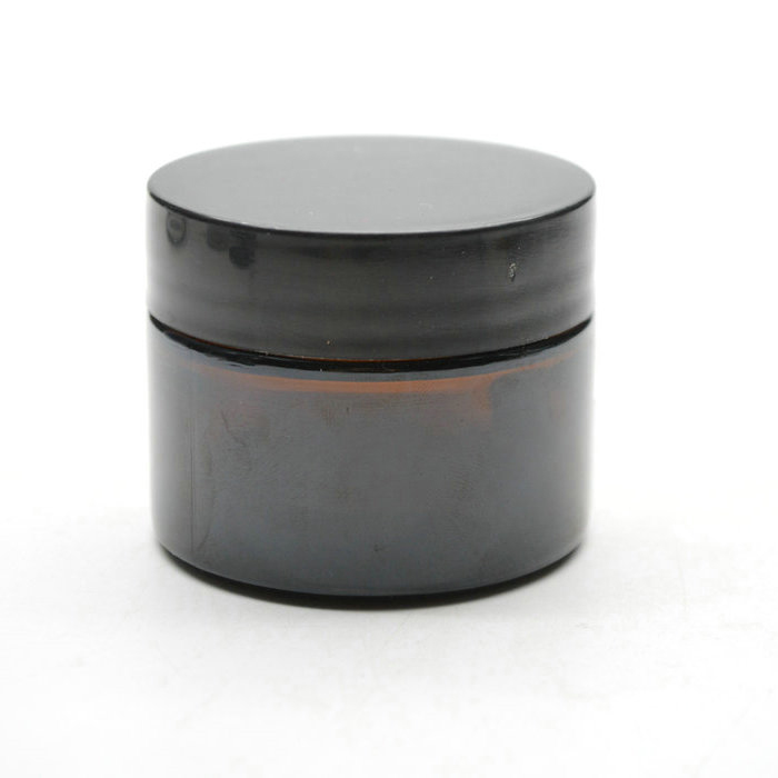 60ml amber glass cream jar for skincare with black lid