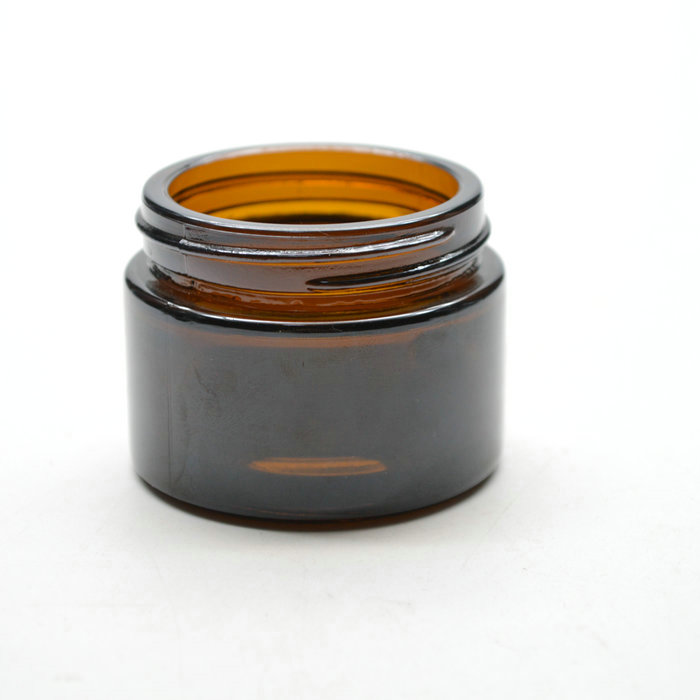 60ml amber glass cream jar for skincare with black lid