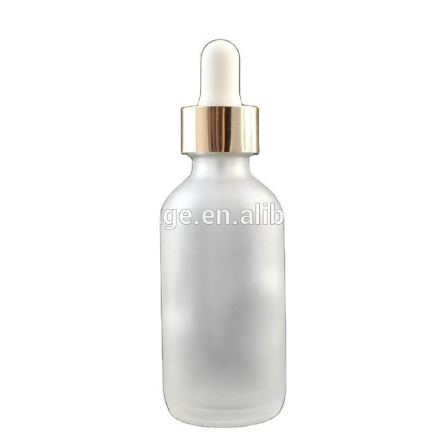 60ml clear frosted Boston Round Glass Bottle 2 oz Dropper caps glass bottles for e liquid