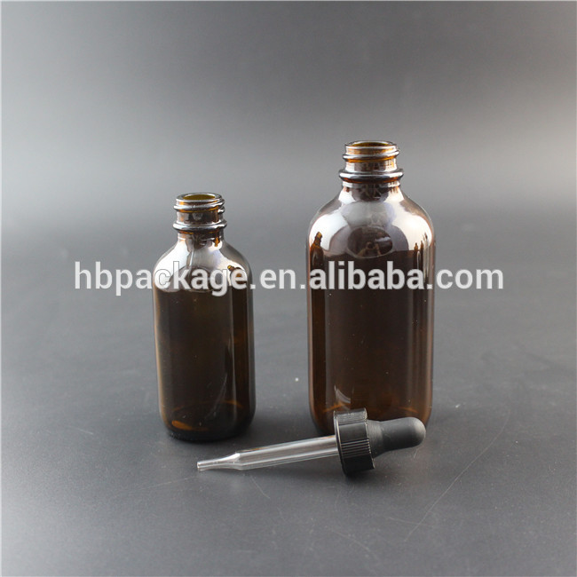 60ml clear frosted Boston Round Glass Bottle 2 oz Dropper caps glass bottles for e liquid