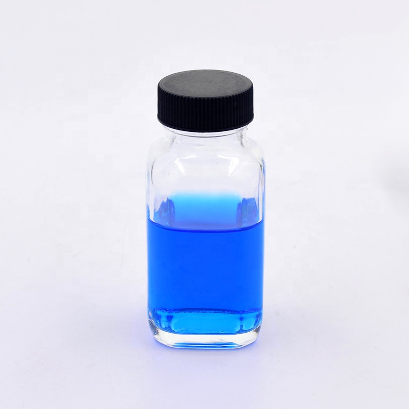 60ml clear square empty beverage bottle drinking glass bottles for storing Juice Kombucha milk tea with airtight plastic cap