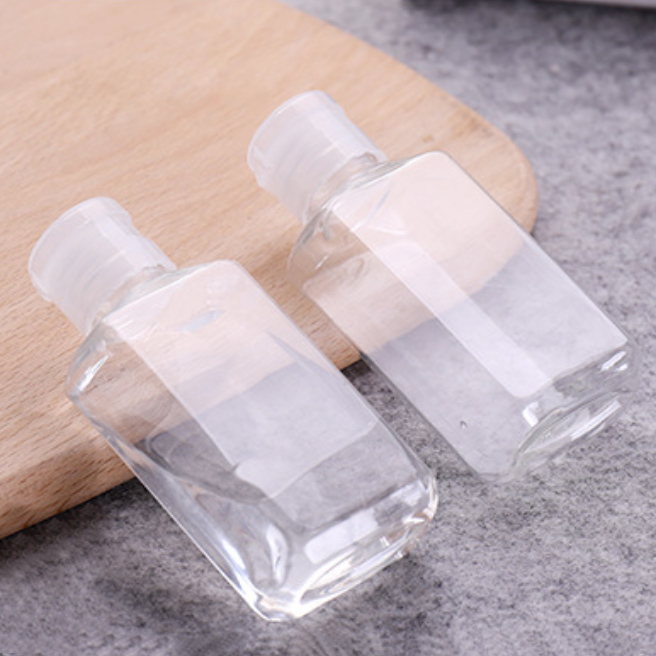 60ml empty PET Hexagon shape hand saniziter hand washing bottles with flip top cap