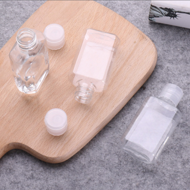 60ml empty PET Hexagon shape hand saniziter hand washing bottles with flip top cap