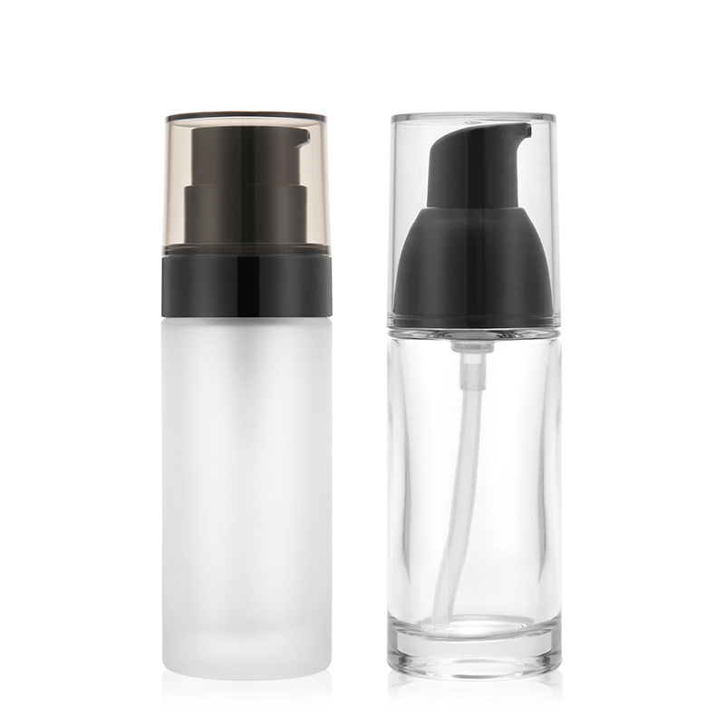 60ml empty cosmetic frosted liquid foundation glass bottle/container make up packaging with squeeze pump