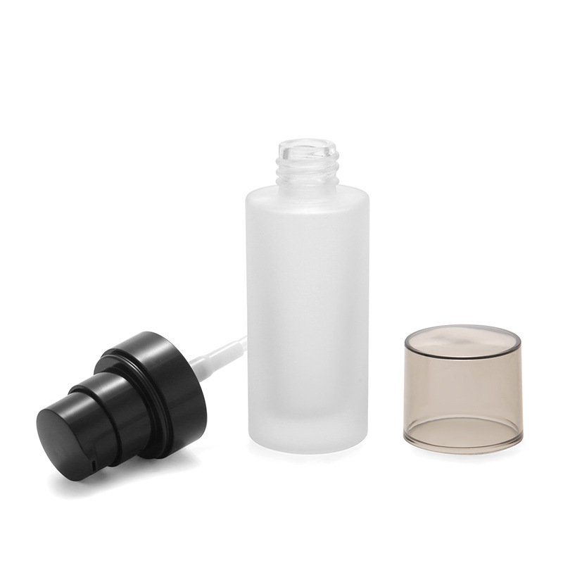 60ml empty cosmetic frosted liquid foundation glass bottle/container make up packaging with squeeze pump