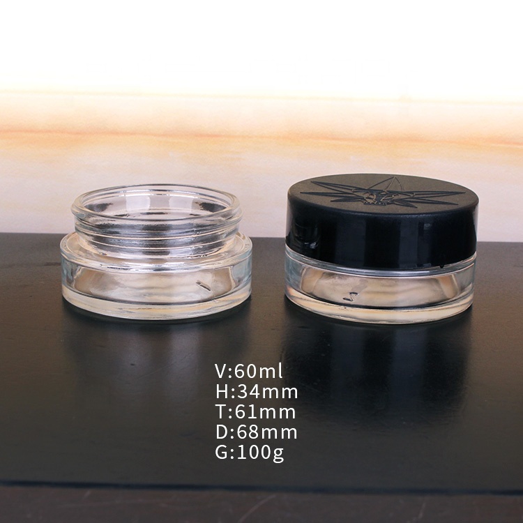 60ml eye cream glass cosmetic jar with child resistant lid