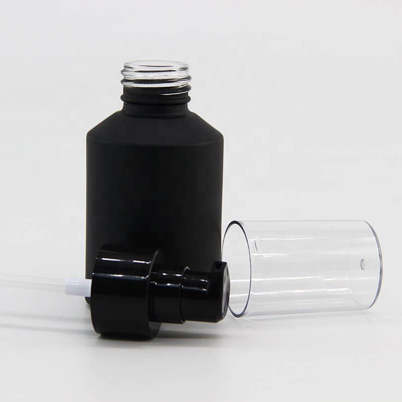 60ml pump glass bottles empty slanted shoulder for sale in stock with cap for container packaging usage