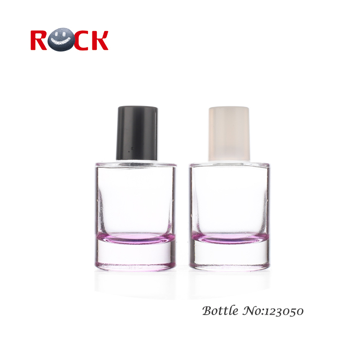 60ml round shaped perfume Glass Bottles with pump sprayer plastic round black cap