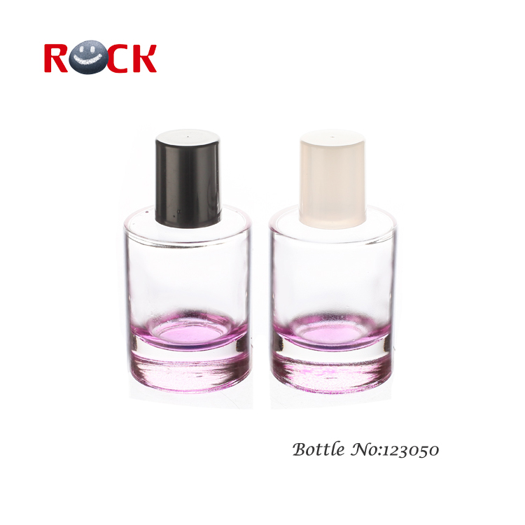 60ml round shaped perfume Glass Bottles with pump sprayer plastic round black cap