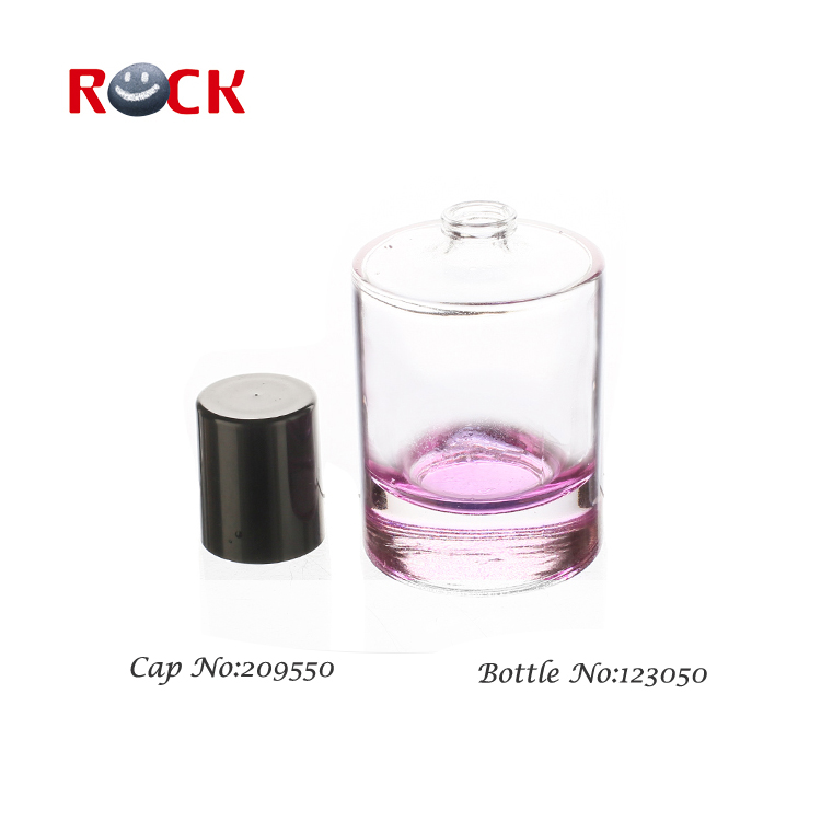 60ml round shaped perfume Glass Bottles with pump sprayer plastic round black cap