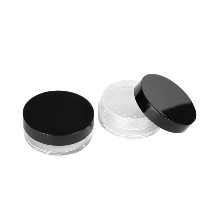 60ml round transparent revolving cover portable makeup setting box powder compact with mesh packing material
