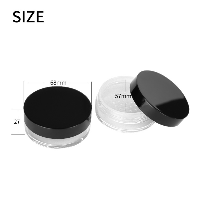 60ml round transparent revolving cover portable makeup setting box powder compact with mesh packing material