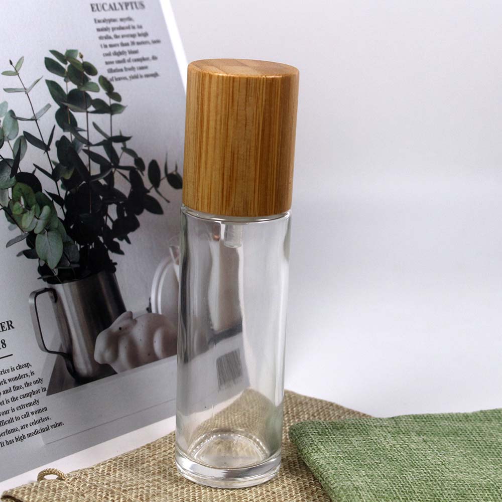 60ml transparency glass lotion bottle glass spray bottle with real wooden caps for cosmetics