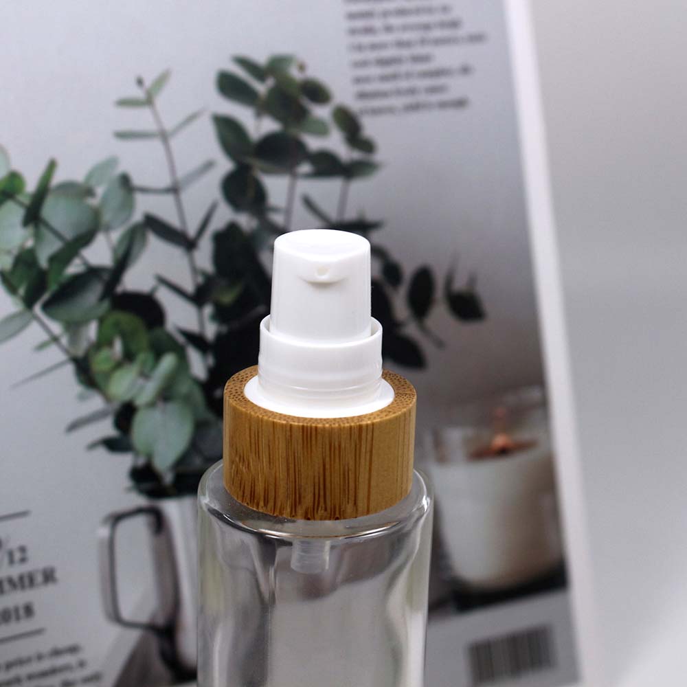 60ml transparency glass lotion bottle glass spray bottle with real wooden caps for cosmetics