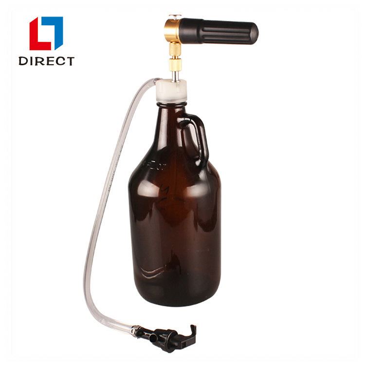 64 Ounce Mini Keg Style Growler Glass Amber Bottle Beer Growler With Easy Tap System