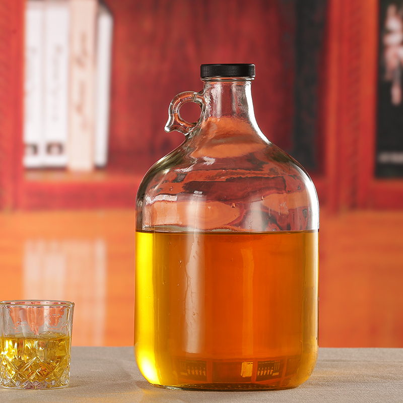 64 oz Clear Half Gallon Glass Amber Growler Jug Bottle for Wine Kombucha Soda Cheap Sealed Jar For Beer With Handle