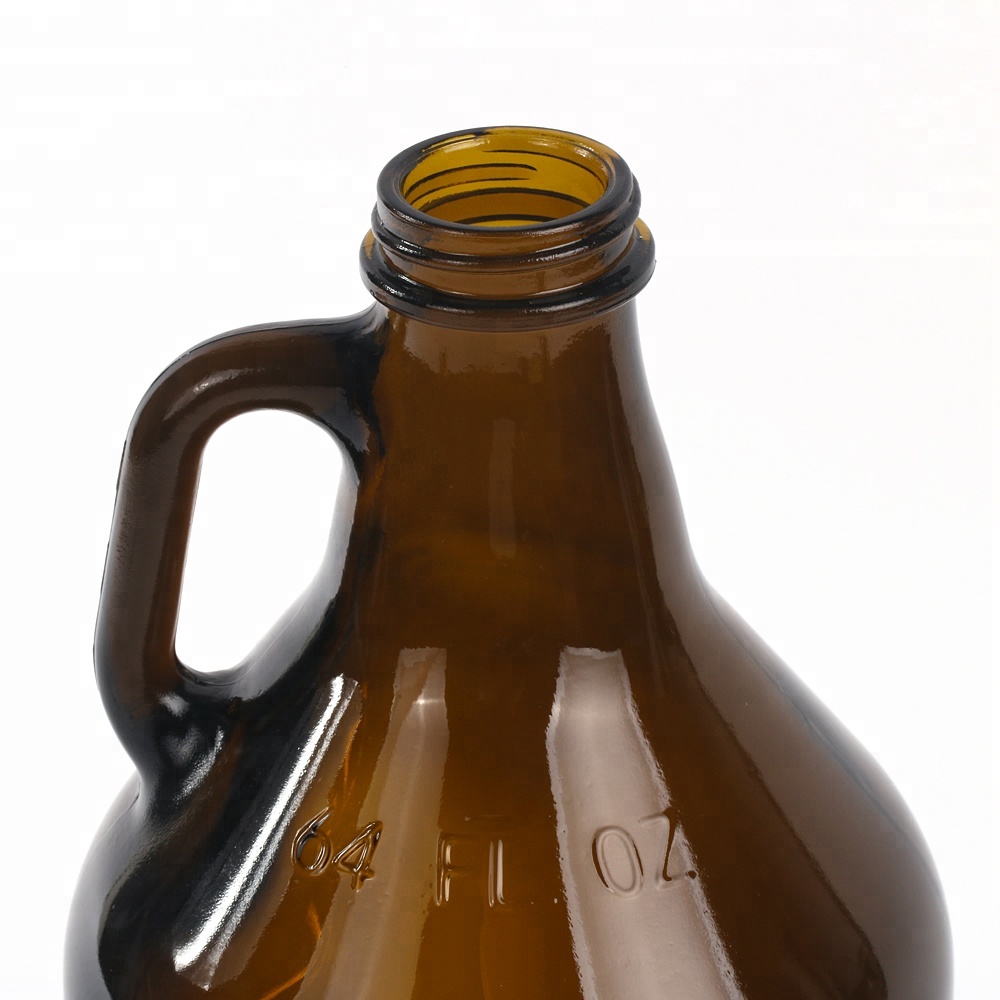 64oz 2L amber beer glass bottle growler with screw cap