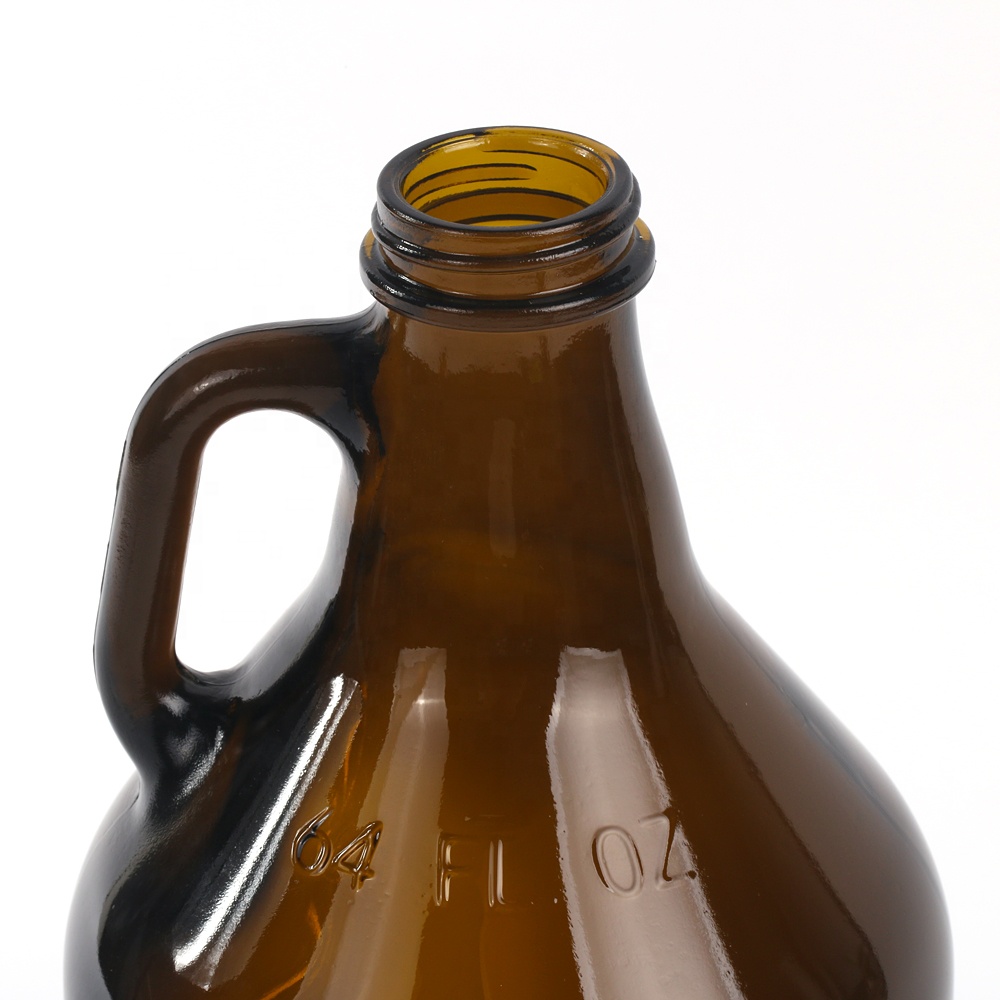 64oz 2L amber beer glass bottle growlers with metal screw cap