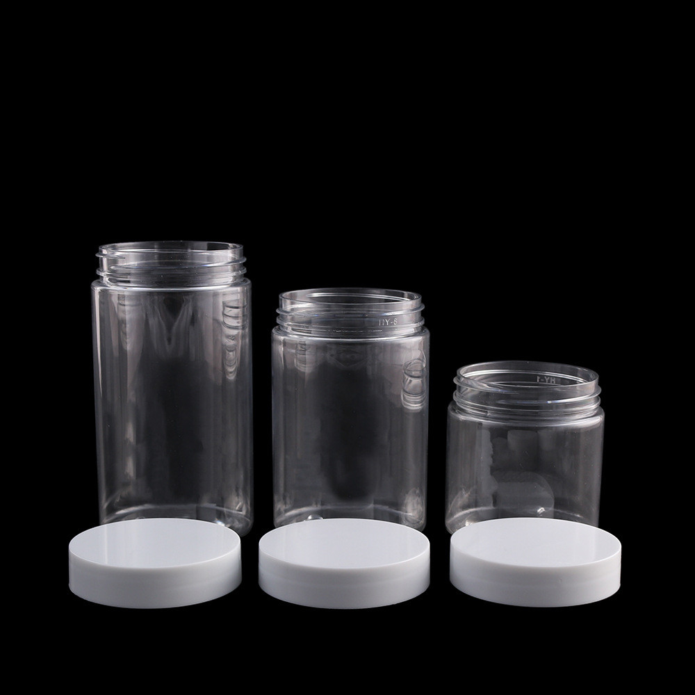 68mm neck 50ml-500ml empty PET transparent packaging jar plastic cosmetic cream jar with aluminum lids
