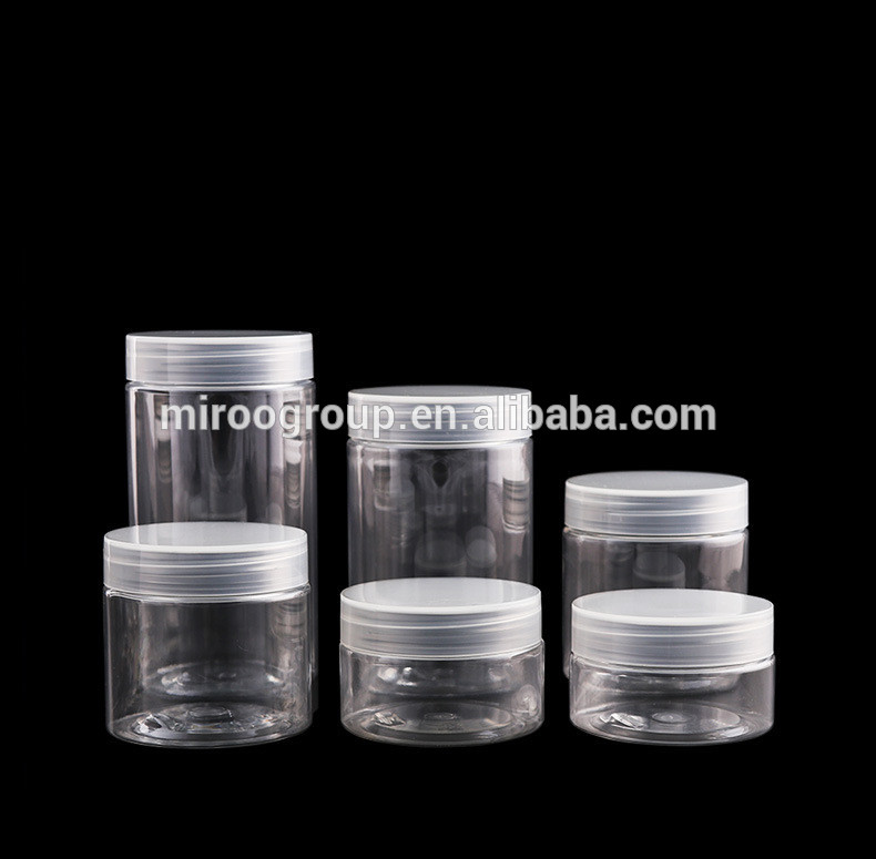68mm neck 50ml-500ml empty PET transparent packaging jar plastic cosmetic cream jar with aluminum lids