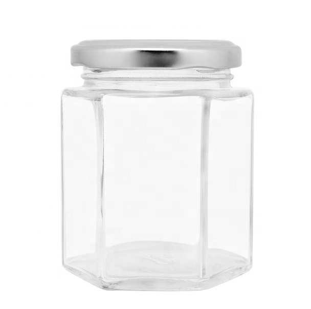 6OZ Glass Jar 180ml Hexagonal Empty Glass Honey Jar