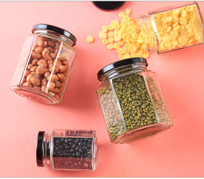 6OZ Glass Jar 180ml Hexagonal Empty Glass Honey Jar