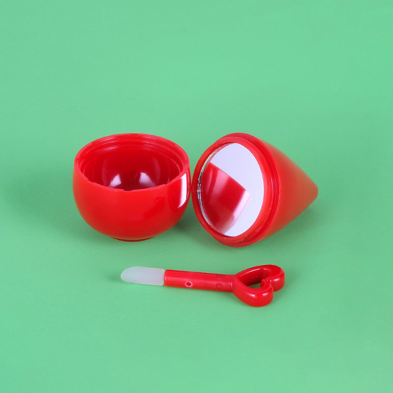 6g small lovely cute heart shape lip balm jar lip scrub jar container with mirror and brush