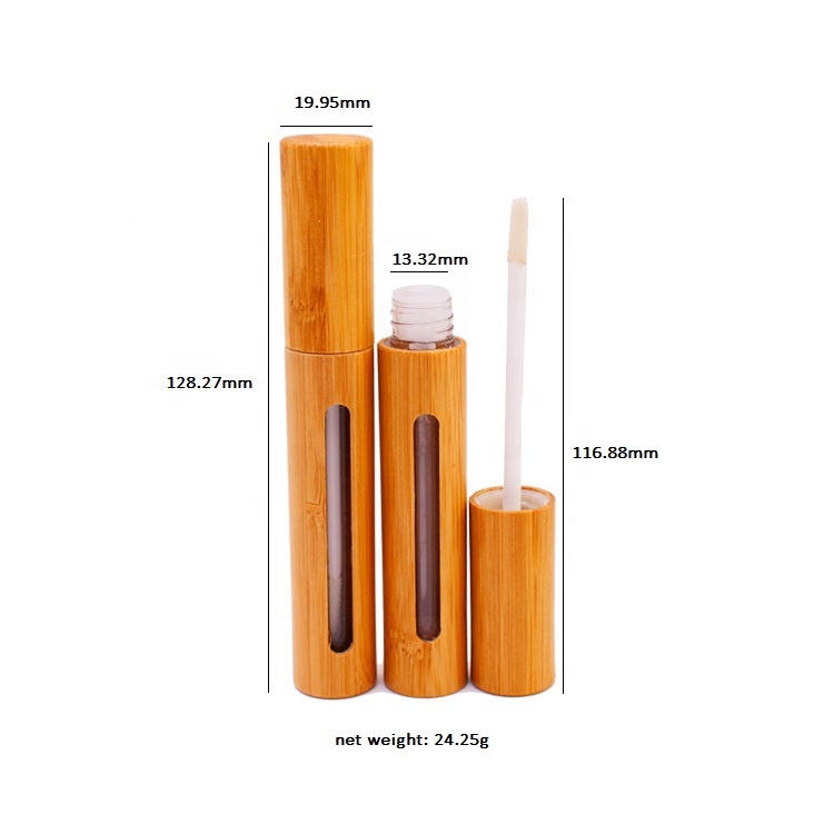 6ml 7ml cosmetic packaging empty makeup bamboo lip gloss tube lipstick tubes