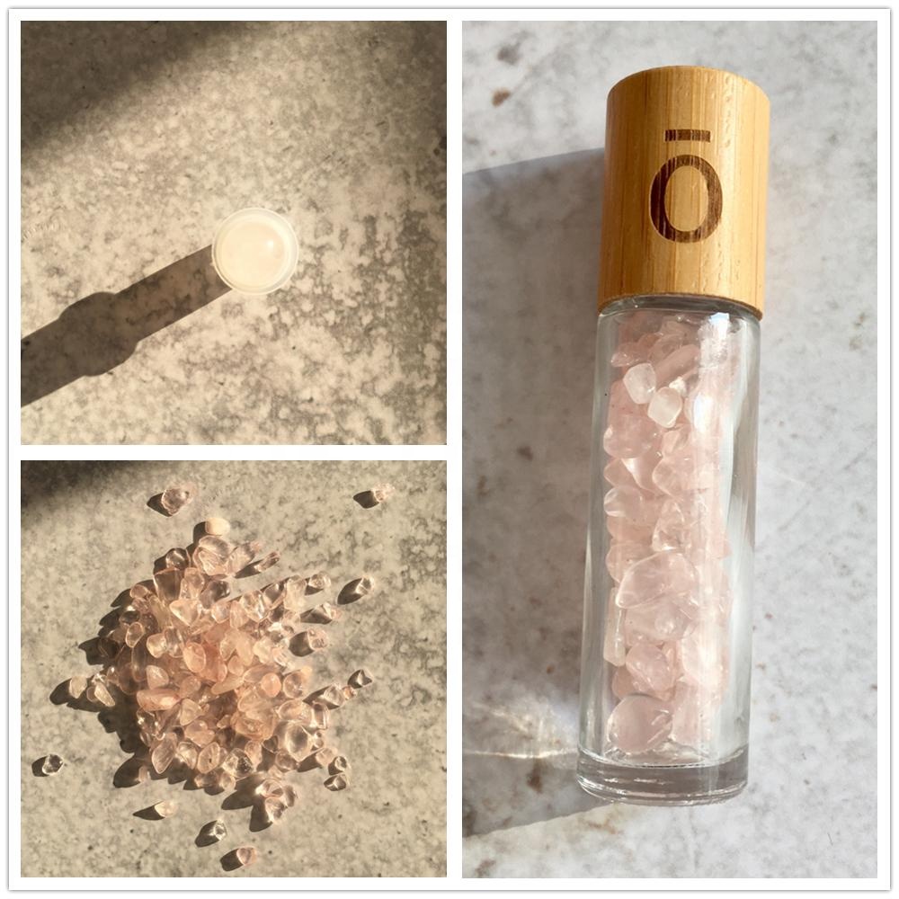 6ml 8ml 10ml 15ml Essential Oil bamboo cap Glass Roll on Bottle With Chips Inside and Natural Gemstone Roller ball