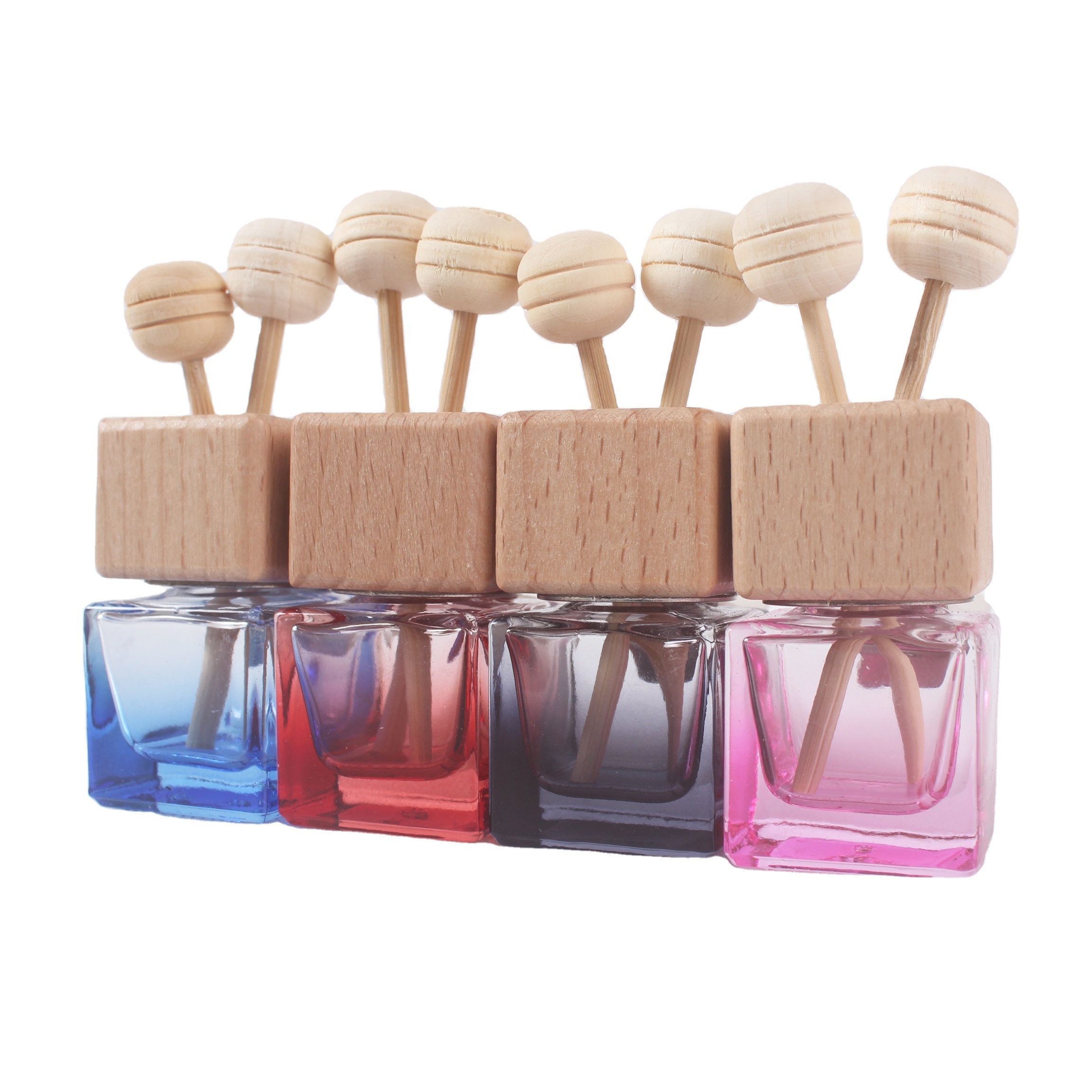 6ml 8ml Colored car diffuser bottle vent clip aromatherapy empty black white rose gold glass colored bottle lids auto perfume