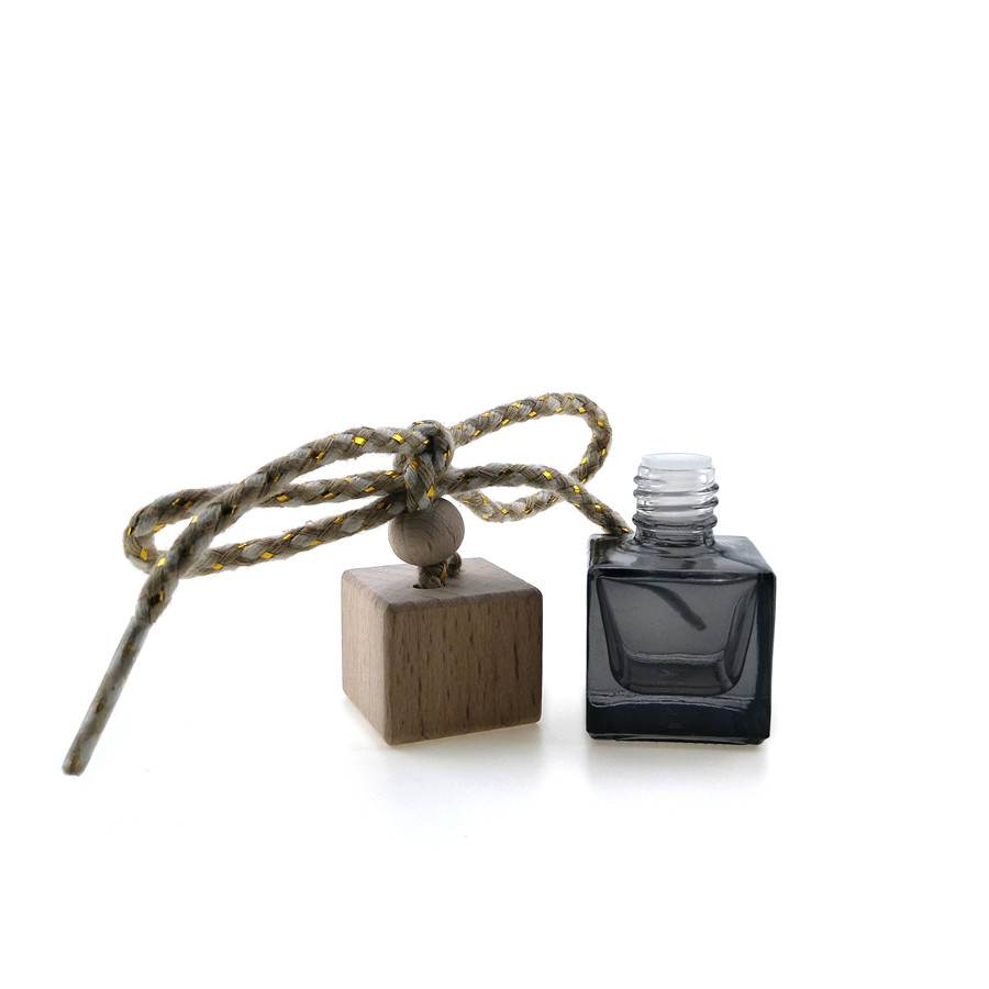 6ml 8ml Gift car air outlet Square wooden Hang rope cover Diffuser car perfume bottle/essential oil bottle