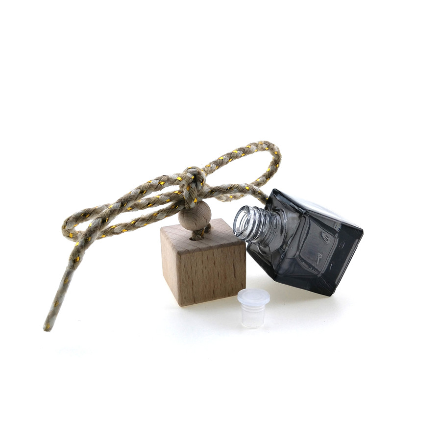 6ml 8ml Gift car air outlet Square wooden Hang rope cover Diffuser car perfume bottle/essential oil bottle
