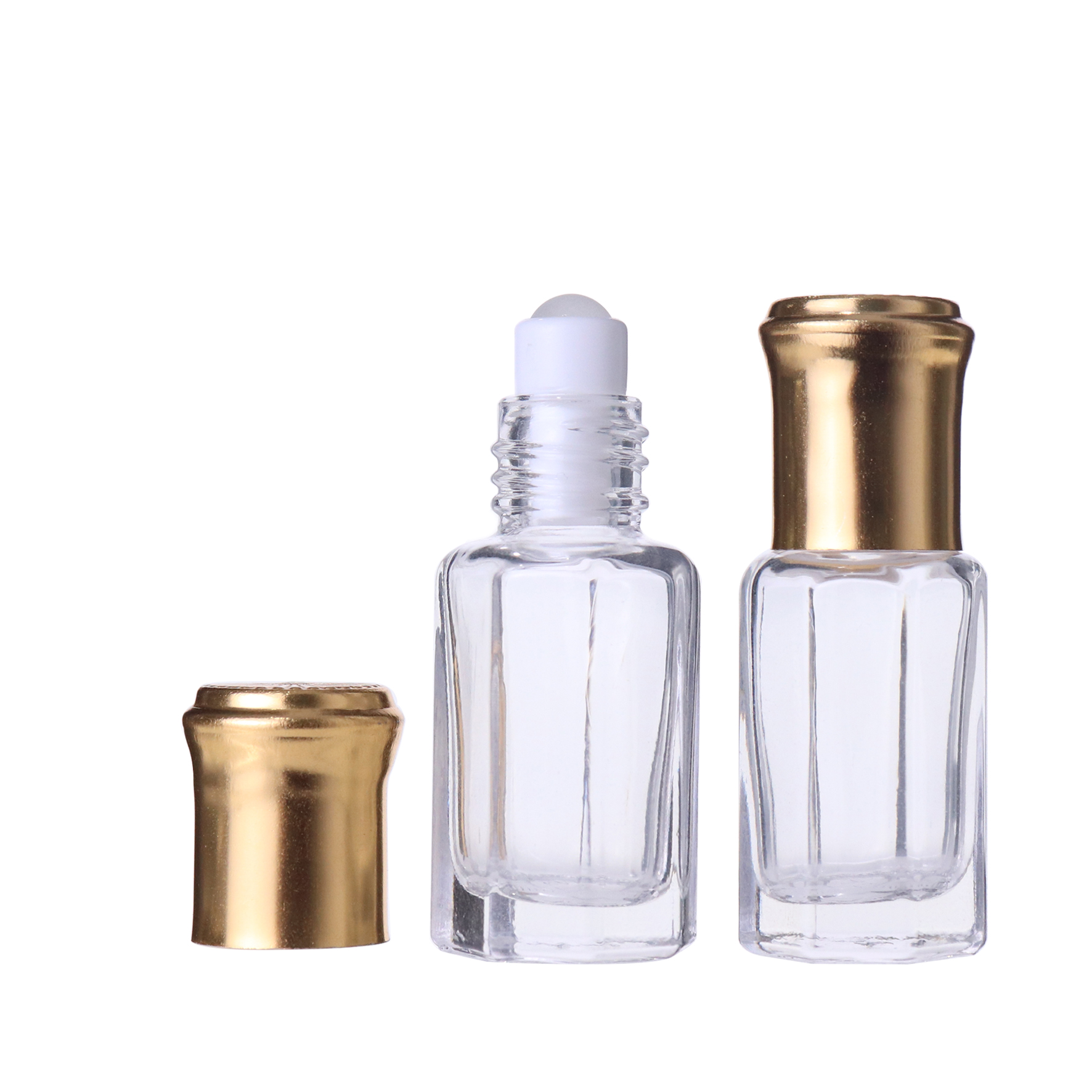 6ml arabic Empty Octagon gold screw cap bottles Glass Bottle Vial Perfume Attar Essential Oil Oud