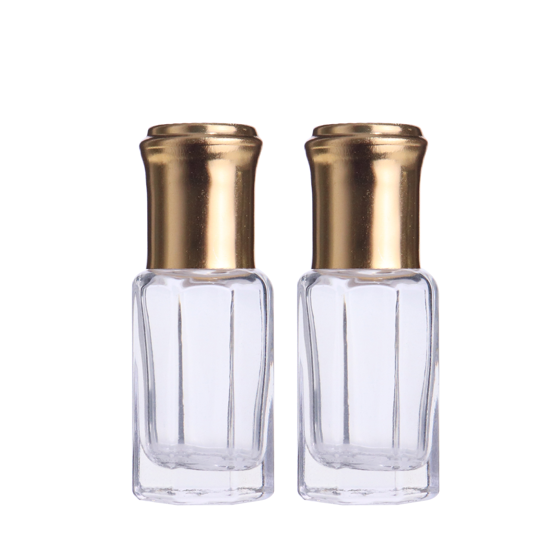 6ml arabic Empty Octagon gold screw cap bottles Glass Bottle Vial Perfume Attar Essential Oil Oud