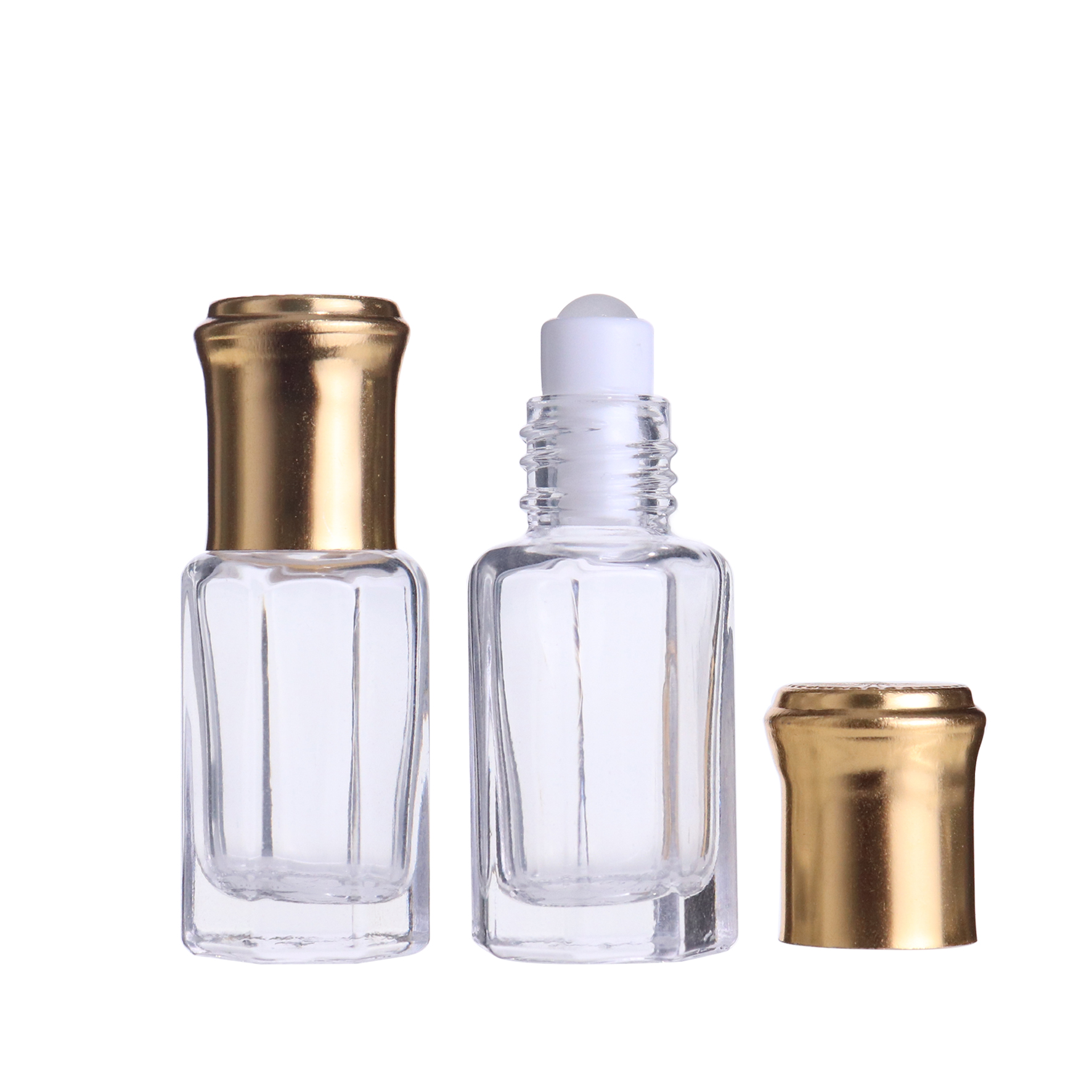 6ml arabic Empty Octagon gold screw cap bottles Glass Bottle Vial Perfume Attar Essential Oil Oud