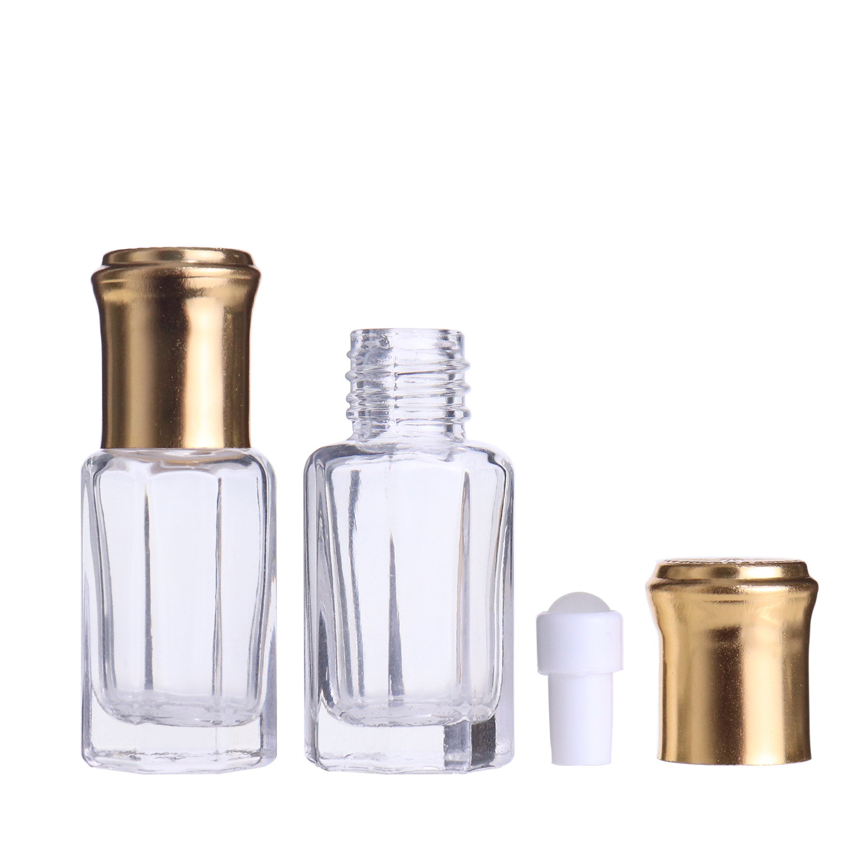 6ml arabic Empty Octagon gold screw cap bottles Glass Bottle Vial Perfume Attar Essential Oil Oud