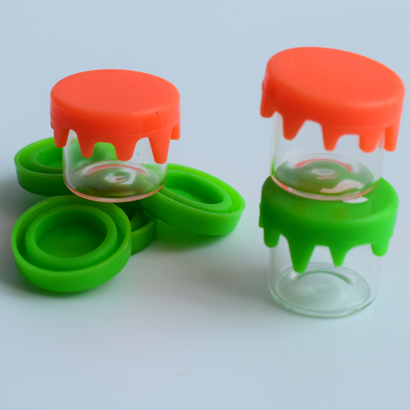 6ml  clear glass jar wax oil dabs silicone lid hemp shatter honey container jars 1gram cbd cream concentrate packaging