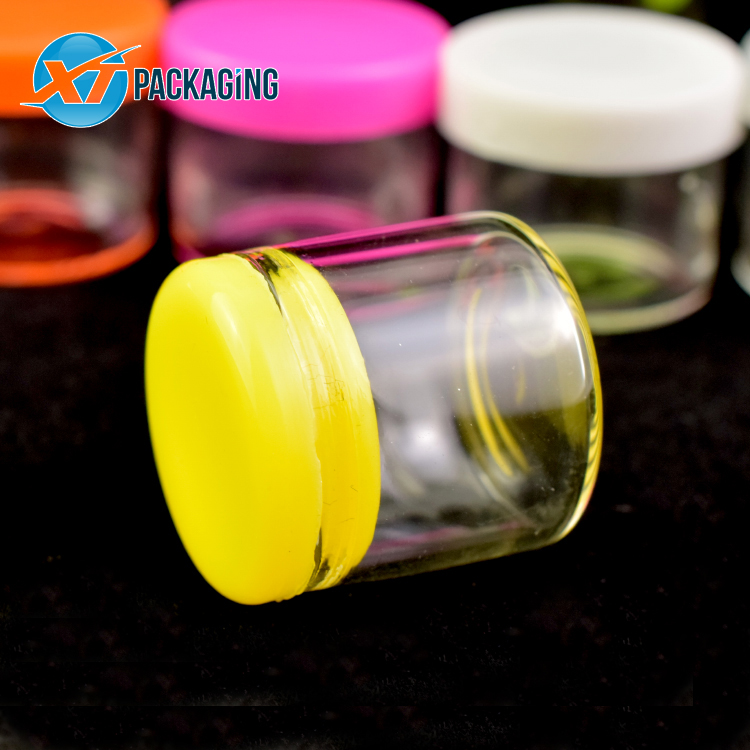 6ml glass jar with silicone lids mini small glass Jar concentrate glass container wax oil container no neck