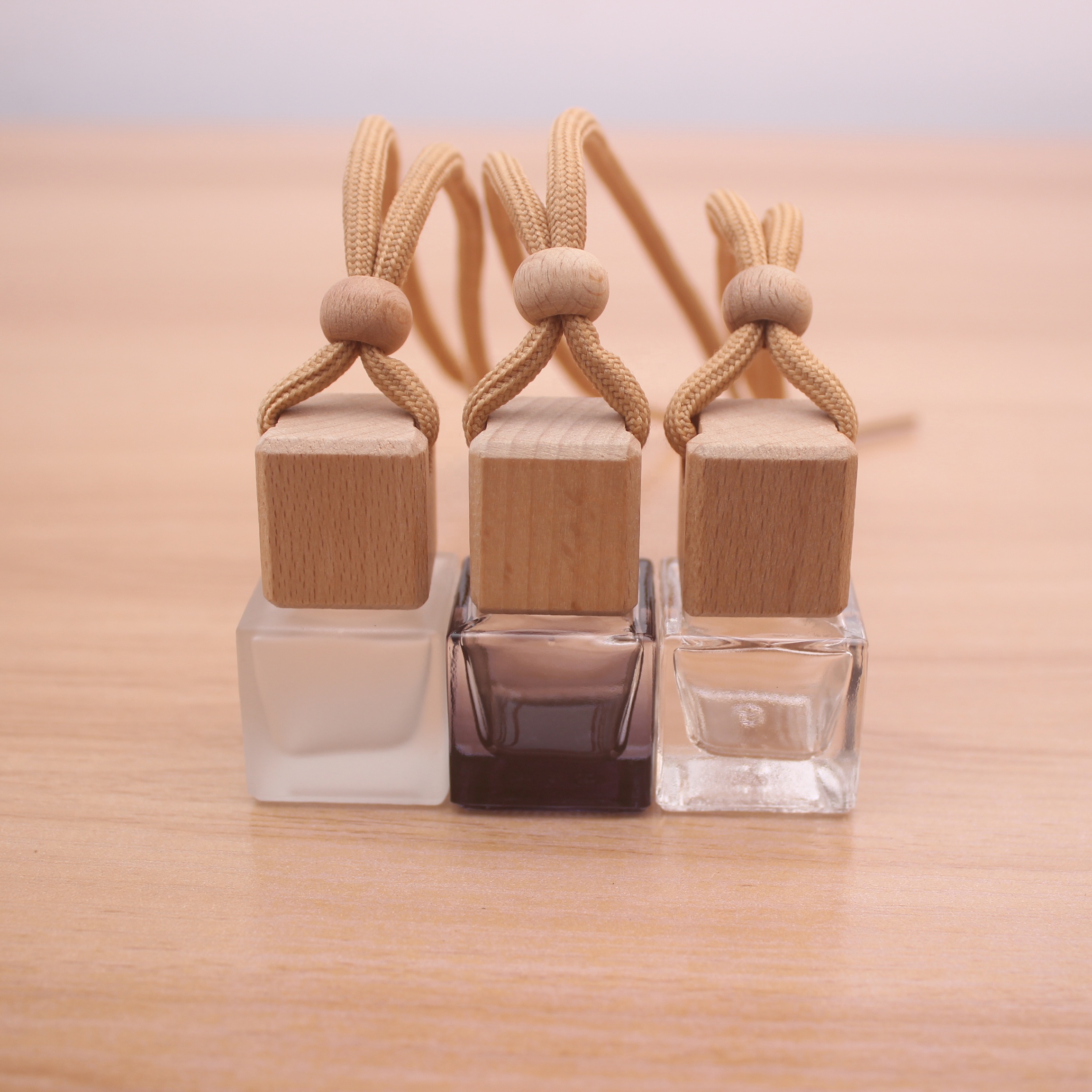 6ml refillable aroma car air freshener black frosted clear new square glass perfume car hanging bottle