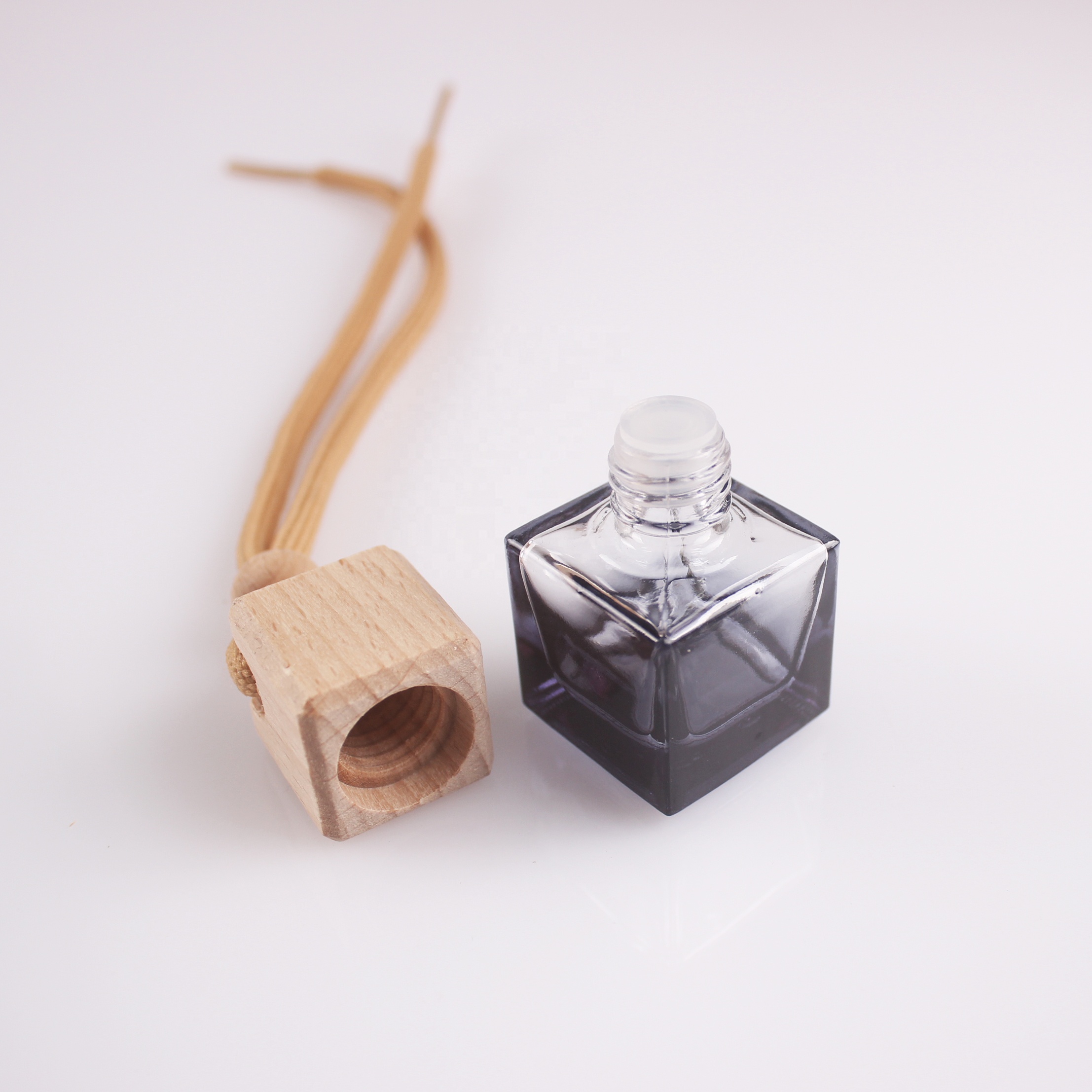 6ml refillable aroma car air freshener black frosted clear new square glass perfume car hanging bottle