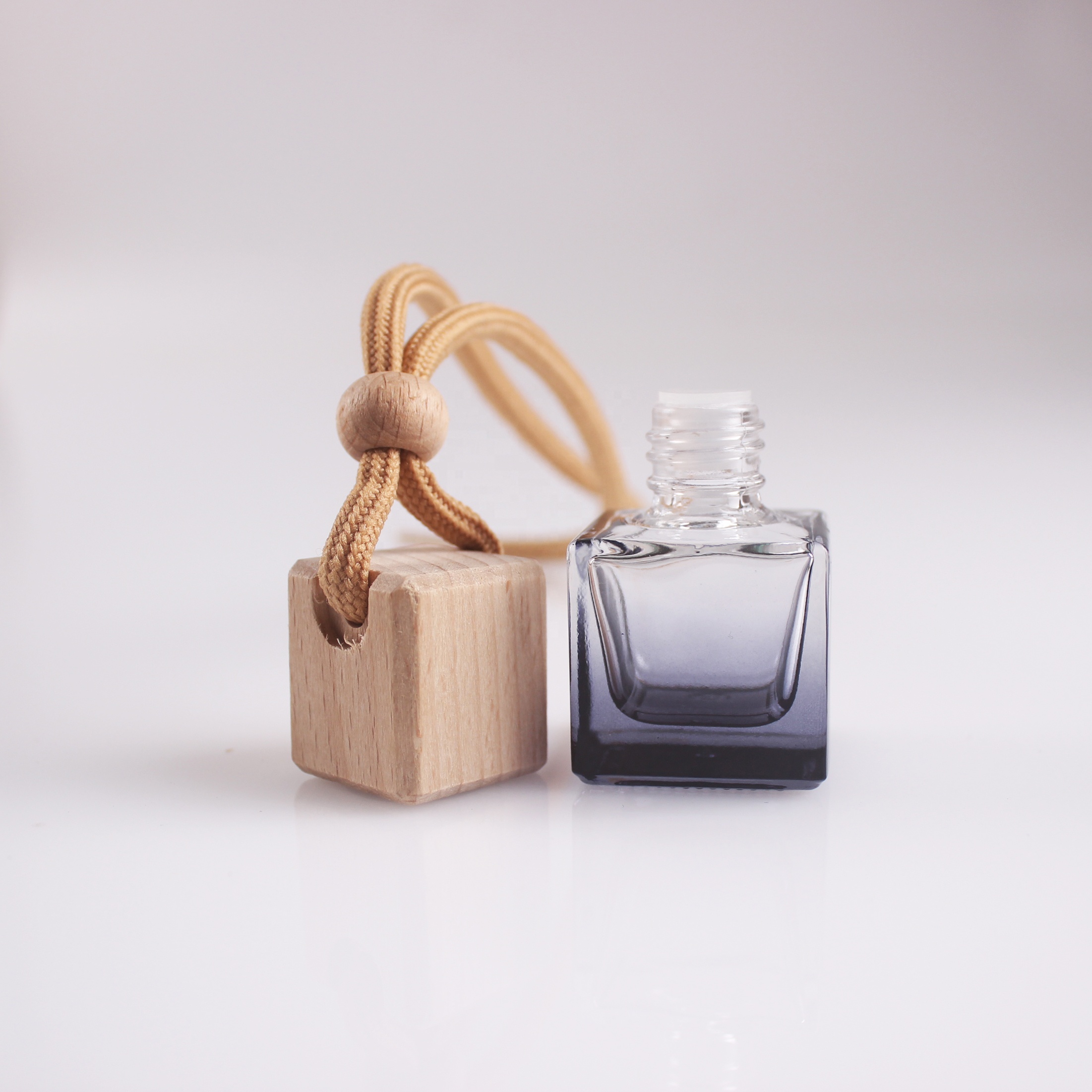 6ml refillable aroma car air freshener black frosted clear new square glass perfume car hanging bottle